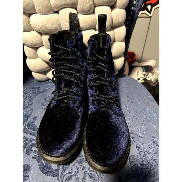 Dr Martens Midnight Blue Velvet Brocade 1460 Boots size 8/EU 39 - Picture 5 of 8